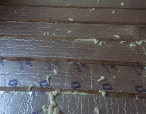 Floor with insulation installed